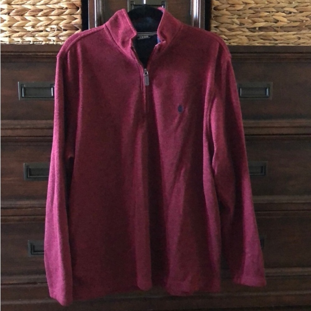 IZOD red fleece quarter zip sweater in size XL